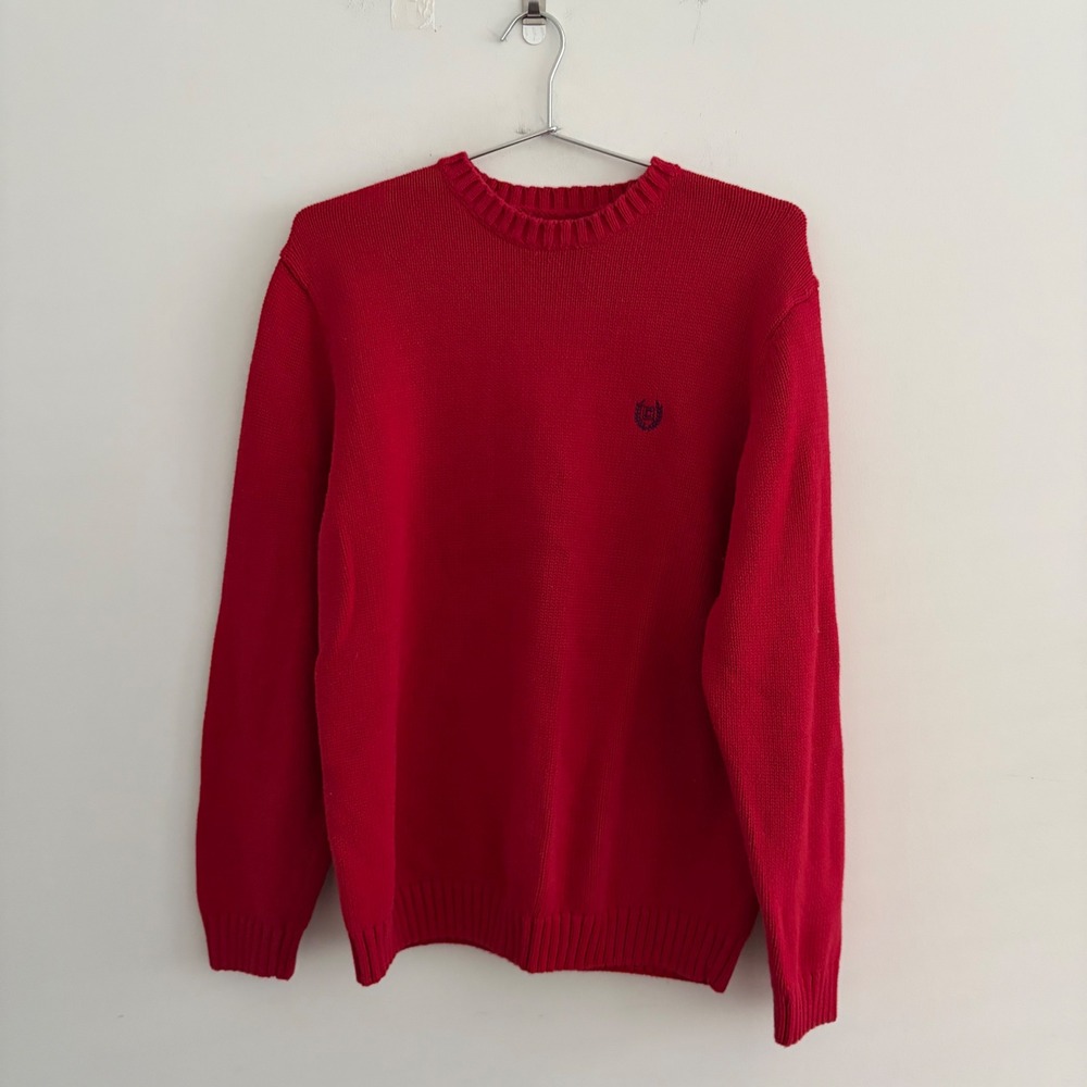 Chaps Red Cotton Crewneck Knit Sweater Women Large